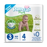 Paddlers Pure 3 Numara Organik Cırtlı Bebek Bezi 4 Adet