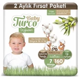 Baby Turco Doğadan XXLarge 7 Numara Cırtlı Bebek Bezi 160 Adet