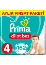 Prima Aylık Fırsat Paketi 4 Numara Külot Bebek Bezi 162 Adet