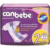 Canbebe 2 Numara Bantlı Bebek Bezi 12 Adet