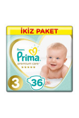 Prima Premium Care 3 Numara Göbek Oyuntulu Cırtlı Bebek Bezi 36 Adet