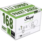 Sleepy Midi Jumbo Paket 3 Numara Organik Cırtlı Bebek Bezi 168 Adet