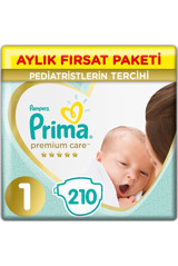 Prima Premium Care Yenidoğan 1 Numara Göbek Oyuntulu Cırtlı Bebek Bezi 210 Adet