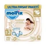 Molfix Pure & Soft 3 Numara Cırtlı Bebek Bezi 4x98 Adet
