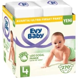 Evy Baby Avantaj Ultra Fırsat Paketi Maxi 4 Numara Cırtlı Bebek Bezi 270 Adet