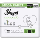 Sleepy Natural Mega Fırsat Paketi 3 Numara Organik Cırtlı Bebek Bezi