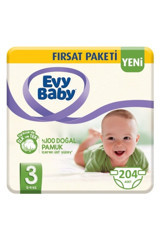 Evy Baby Fırsat Paketi 3 Numara Cırtlı Bebek Bezi 204 Adet