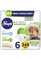 Sleepy Natural Ultra Hassas 6 Numara Organik Cırtlı Bebek Bezi 240 Adet