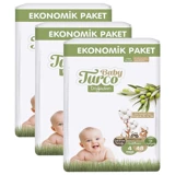 Baby Turco Doğadan Maxi 4 Numara Cırtlı Bebek Bezi 3x48 Adet