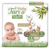 Baby Turco Doğadan Yenidoğan 1 Numara Göbek Oyuntulu Bantlı Bebek Bezi 120 Adet