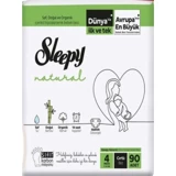 Sleepy Natural 4 Numara Organik Cırtlı Bebek Bezi 90 Adet