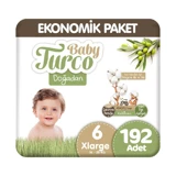 Baby Turco Doğadan XLarge 6 Numara Cırtlı Bebek Bezi 6x32 Adet