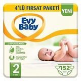 Evy Baby Hipoalerjenik 4'lü Fırsat Paketi 2 Numara Cırtlı Bebek Bezi 4x38 Adet