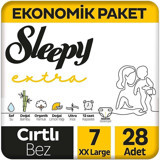Sleepy Extra XXL 7 Numara Organik Cırtlı Bebek Bezi 28 Adet
