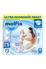 Molfix Junior plus 5 + Numara Cırtlı Bebek Bezi 72 Adet