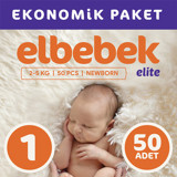 Elbebek Elite Ekonomik Paket Yenidoğan 1 Numara Cırtlı Bebek Bezi 50 Adet