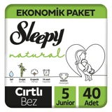 Sleepy Junior Jumbo 5 Numara Organik Cırtlı Bebek Bezi 40 Adet