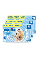 Molfix Maxi 4 Numara Cırtlı Bebek Bezi 3x100 Adet