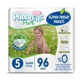 Paddlers Pure 5 Numara Organik Cırtlı Bebek Bezi 96 Adet