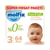 Molfix Pure & Soft 3 Numara Cırtlı Bebek Bezi 64 Adet