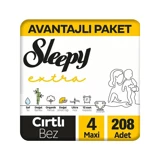 Sleepy Maxi Avantajlı Paket 4 Numara Organik Cırtlı Bebek Bezi 2x104 Adet