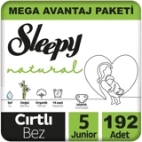 Sleepy Natural Junior 5 Numara Organik Cırtlı Bebek Bezi 192 Adet