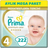 Prima Premium Care 4 Numara Cırtlı Bebek Bezi 222 Adet
