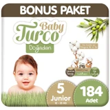 Baby Turco Doğadan 5 Numara Bantlı Bebek Bezi 184 Adet