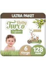 Baby Turco Doğadan XLarge 6 Numara Cırtlı Bebek Bezi 2x64 Adet
