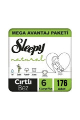 Sleepy Natural 6 Numara Organik Cırtlı Bebek Bezi 176 Adet