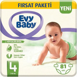 Evy Baby Fırsat Paketi 4 Numara Cırtlı Bebek Bezi 81 Adet