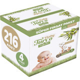 Baby Turco Doğadan Maxi 4 Numara Cırtlı Bebek Bezi 216 Adet