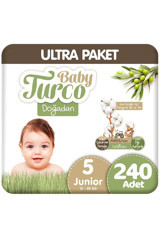 Baby Turco Doğadan 5 Numara Bantlı Bebek Bezi 3x80 Adet
