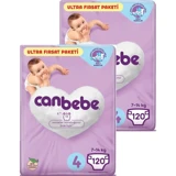 Canbebe Ultra Fırsat Paketi 4 Numara Bantlı Bebek Bezi 2x120 Adet