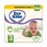 Evy Baby Ekonomik Paket Midi 3 Numara Cırtlı Bebek Bezi 34 Adet