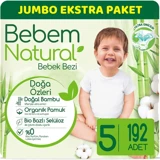 Bebem Natural Doğa Özleri 5 Numara Organik Cırtlı Bebek Bezi 192 Adet