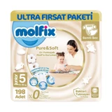 Molfix Pure & Soft 5 Numara Cırtlı Bebek Bezi 3x66 Adet