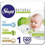 Sleepy Natural Ultra Hassas 1 Numara Organik Cırtlı Bebek Bezi 5x40 Adet