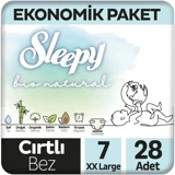 Sleepy Bio Natural 7 Numara Organik Cırtlı Bebek Bezi 28 Adet