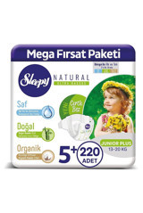 Sleepy Natural Ultra Hassas 5 Numara Organik Cırtlı Bebek Bezi 220 Adet