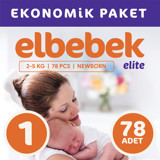 Elbebek Elite Ekonomik Paket Yenidoğan 1 Numara Cırtlı Bebek Bezi 78 Adet