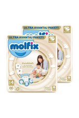 Molfix Pure & Soft 4 Numara Cırtlı Bebek Bezi 2x86 Adet