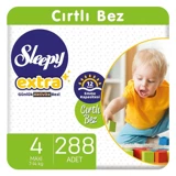 Sleepy Extra 4 Numara Organik Cırtlı Bebek Bezi 288 Adet