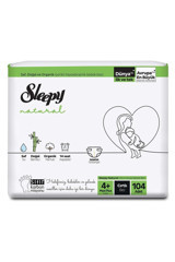 Sleepy Natural Maxi 4 Numara Organik Cırtlı Bebek Bezi 104 Adet