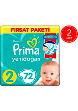Prima Geliştirilmiş Yenidoğan 1 Numara Cırtlı Bebek Bezi 2x72 Adet