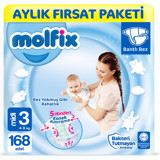 Molfix Midi 3 Numara Cırtlı Bebek Bezi 168 Adet