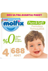 Molfix Pure & Soft 4 Numara Cırtlı Bebek Bezi 688 Adet