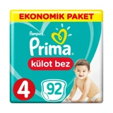 Prima Süper Ekonomik Paket 4 Numara Külot Bebek Bezi 92 Adet