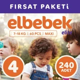 Elbebek Elite Maxi 4 Numara Cırtlı Bebek Bezi 240 Adet