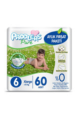 Paddlers Pure 6 Numara Organik Cırtlı Bebek Bezi 60 Adet